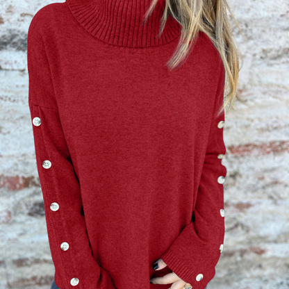 Astrid™ – Knappdetaljer Stickad Sweater