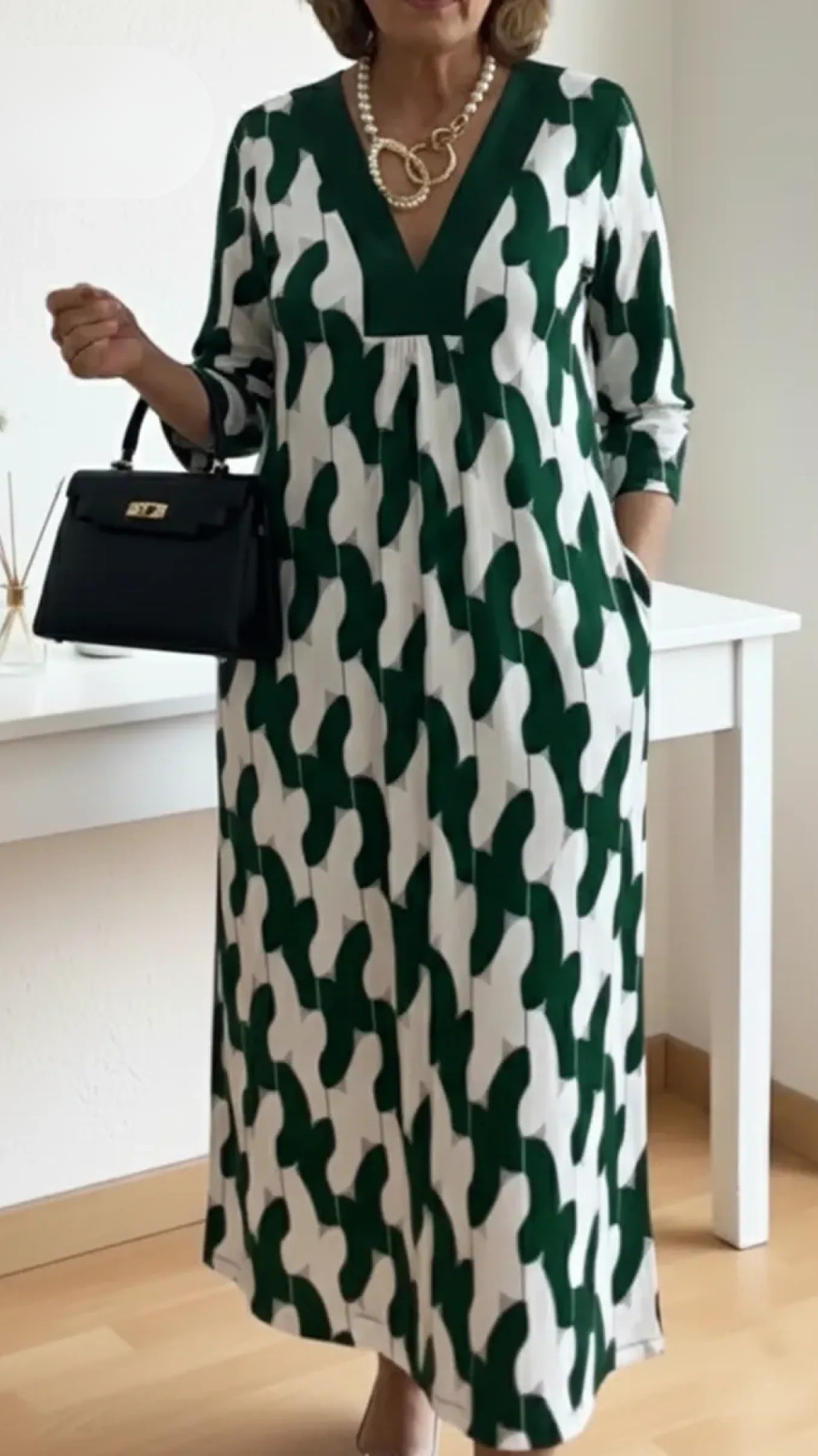 Astrid™ – Elegant mønstret maxikjole