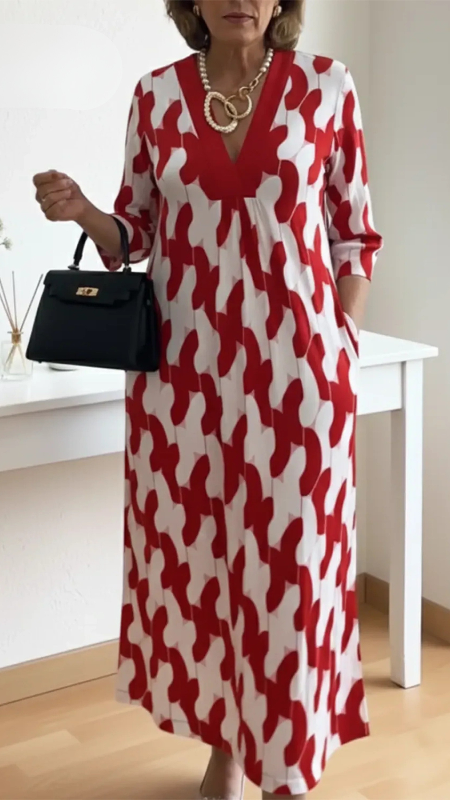 Astrid™ – Elegant mønstret maxikjole