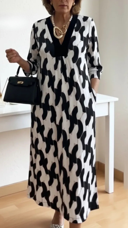 Astrid™ – Elegant mønstret maxikjole