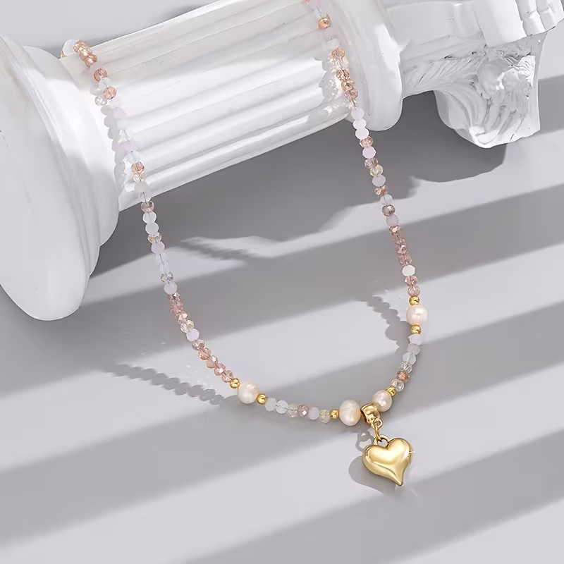 Halsband med glänsande hjärta | Tillsammans mot bröstcancer