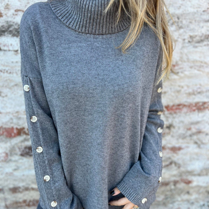 Astrid™ – Knappdetaljer Stickad Sweater