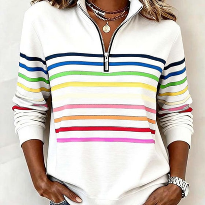 Amelie™- Randig Half Zip Sweatshirt