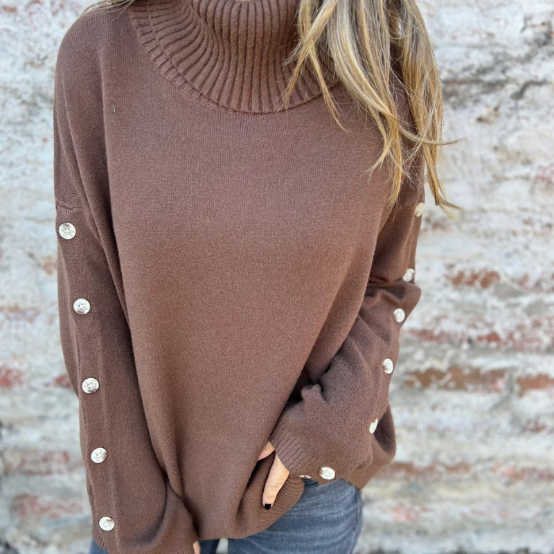 Astrid™ – Knappdetaljer Stickad Sweater