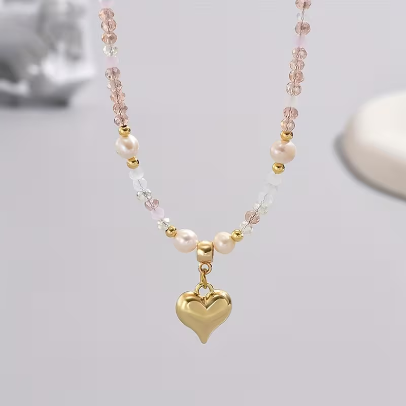 Halsband med glänsande hjärta | Tillsammans mot bröstcancer