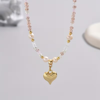 Halsband med glänsande hjärta | Tillsammans mot bröstcancer