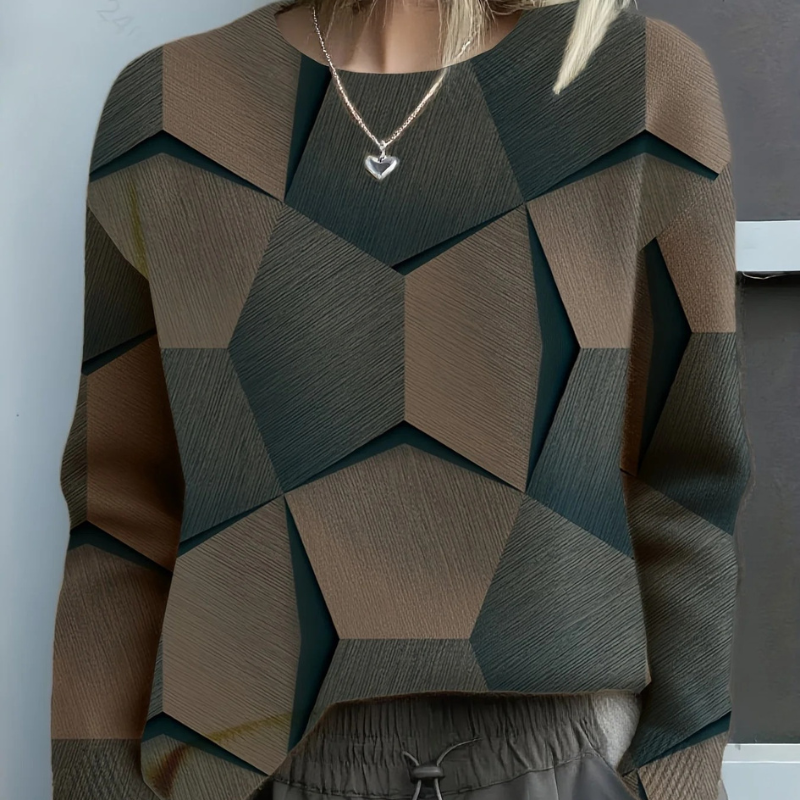 Hazel™- Geometrisk Långärmad Sweatshirt