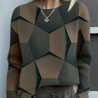Hazel™- Geometrisk Långärmad Sweatshirt