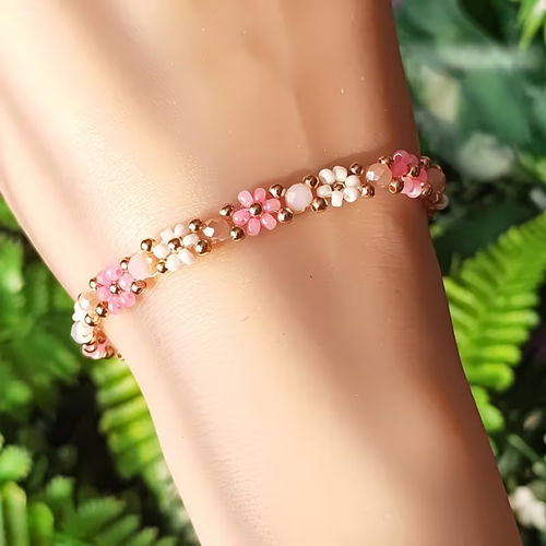 Blommigt Rosa Armband | Tillsammans mot bröstcancer