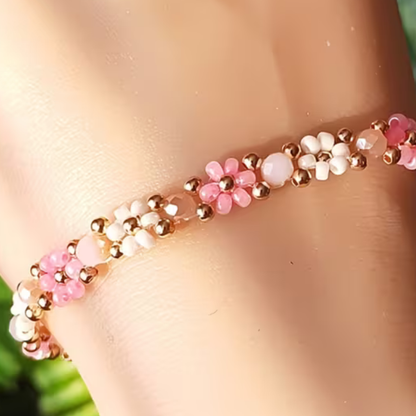 Blommigt Rosa Armband | Tillsammans mot bröstcancer