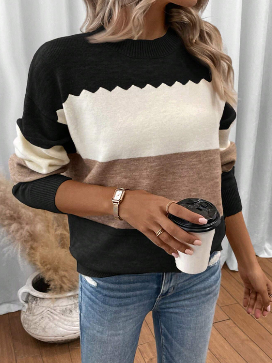 Leona™ – Randig Stickad Tröja