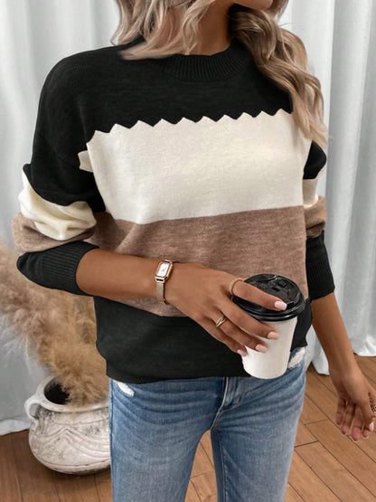 Leona™ – Randig Stickad Tröja