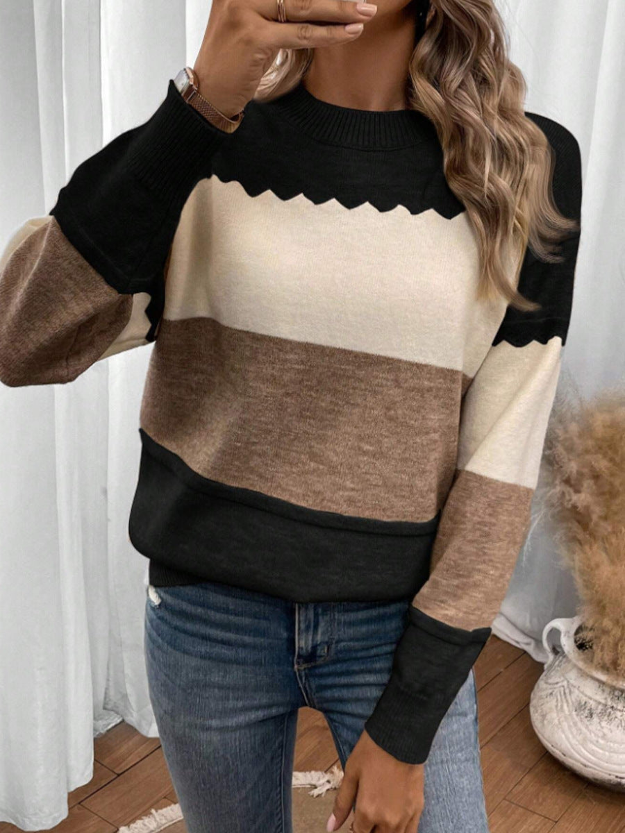 Leona™ – Randig Stickad Tröja