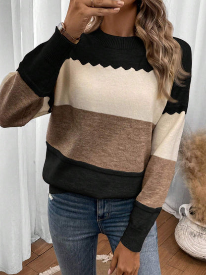 Leona™ – Randig Stickad Tröja