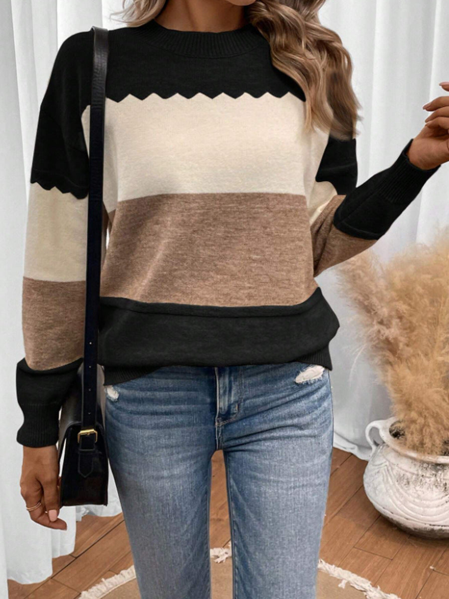 Leona™ – Randig Stickad Tröja