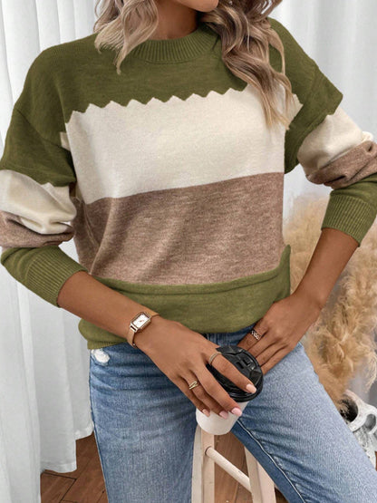 Leona™ – Randig Stickad Tröja