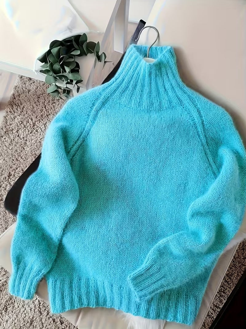 Mjuk turkos långhalsad tröja | Tillsammans mot diabetes