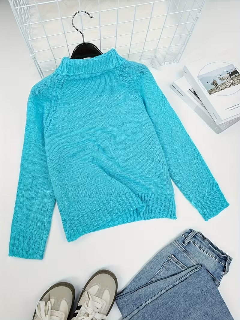 Mjuk turkos långhalsad tröja | Tillsammans mot diabetes