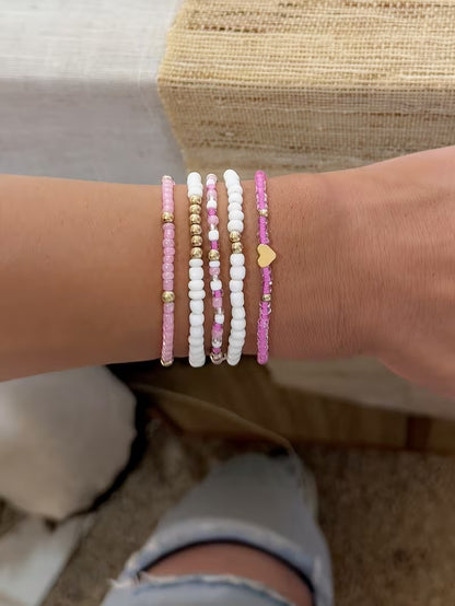 Rosa Pärlarmband Set | Tillsammans mot bröstcancer