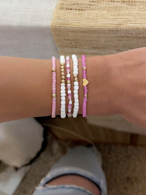 Rosa Pärlarmband Set | Tillsammans mot bröstcancer