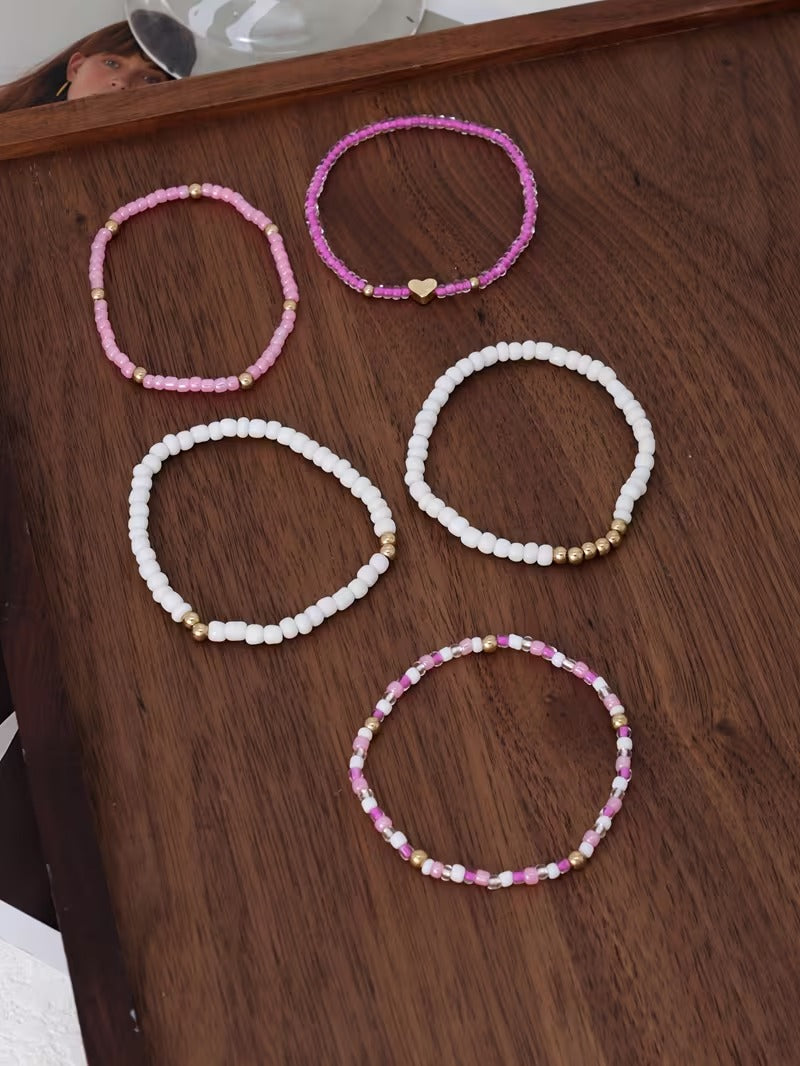 Rosa Pärlarmband Set | Tillsammans mot bröstcancer